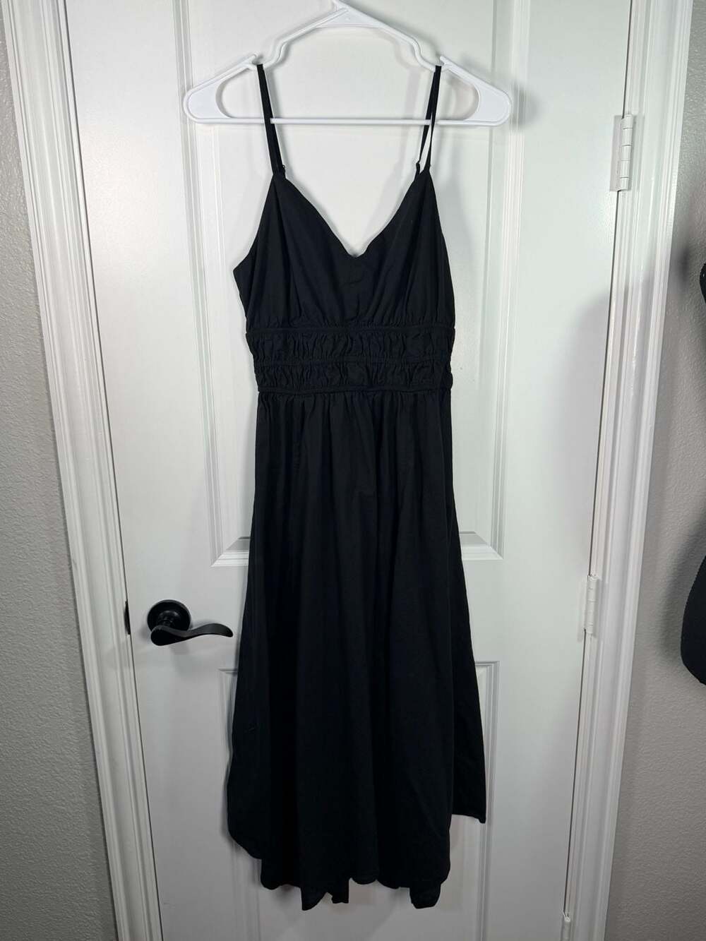 Dizzy Lizzy Black Smocked Waist Cotton Midi Dress Size M